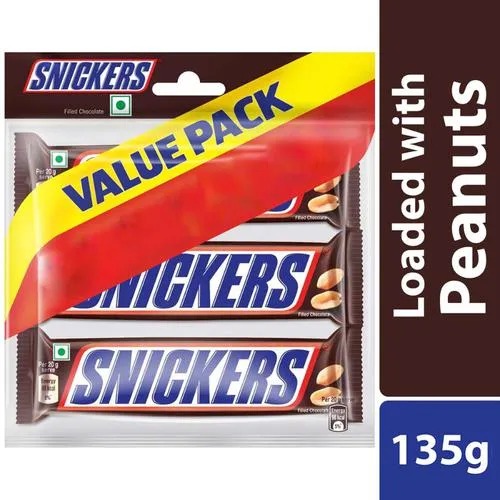 Snickers Peanut Filled Chocolate Bar, 135 g (3 pcs x 45 g each) INDIAN - 366227621