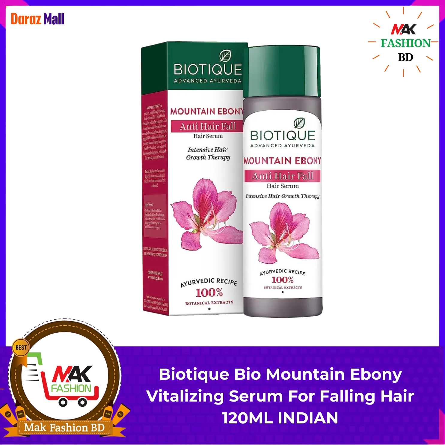 Biotique Bio Mountain Ebony Vitalizing Serum For Falling Hair 120ML INDIAN -192399722