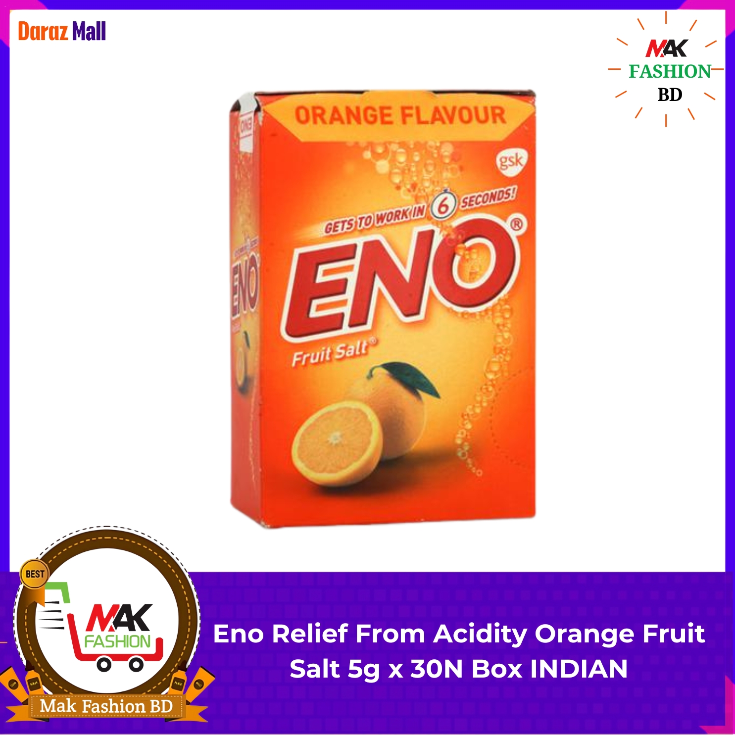 Eno Relief From Acidity Orange Fruit Salt 5g x 30N Box INDIAN 199241092