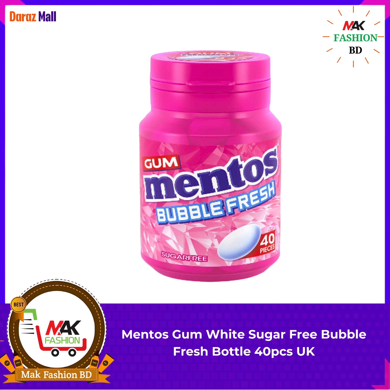 Mentos Gum Bubble Fresh 40pcs UK  - 203313361