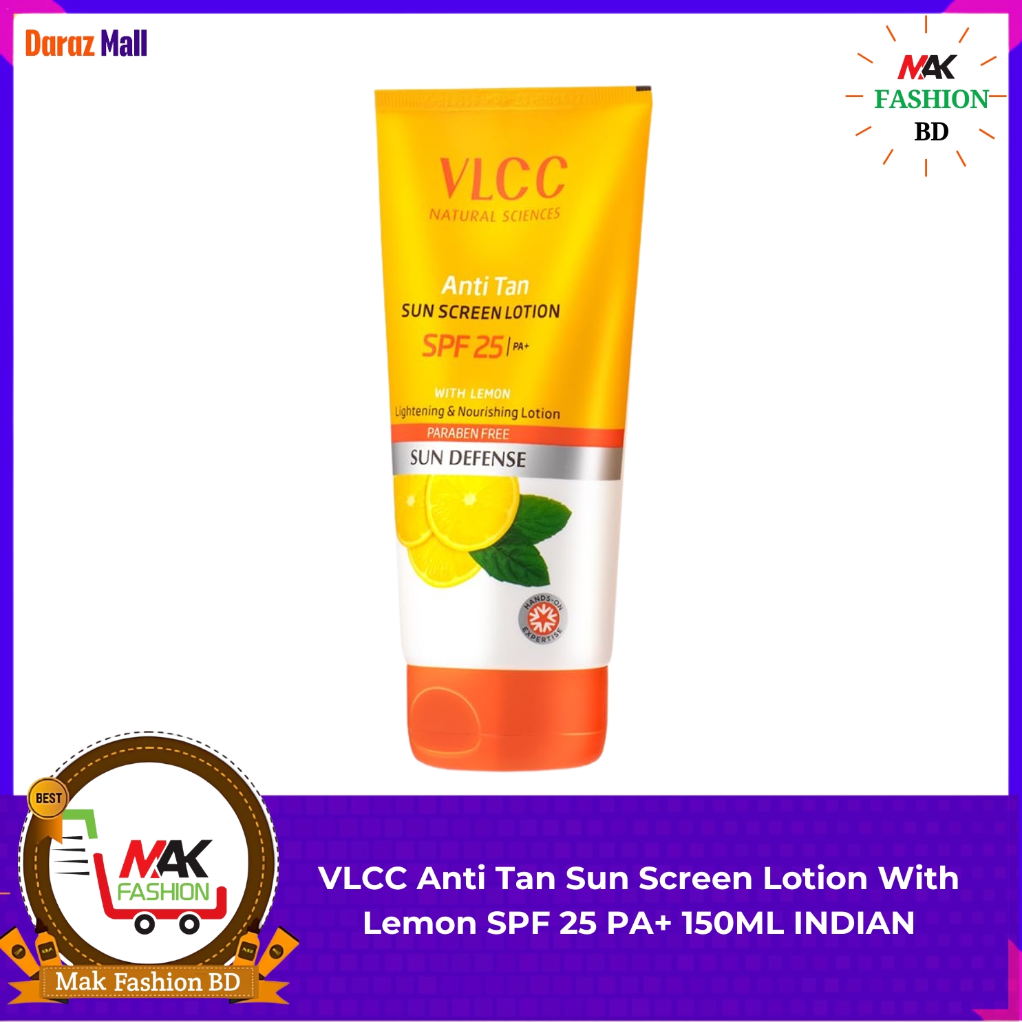VLCC Sun Screen Lotion With Lemon SPF 25 PA+ 150ML INDIAN - 203314342
