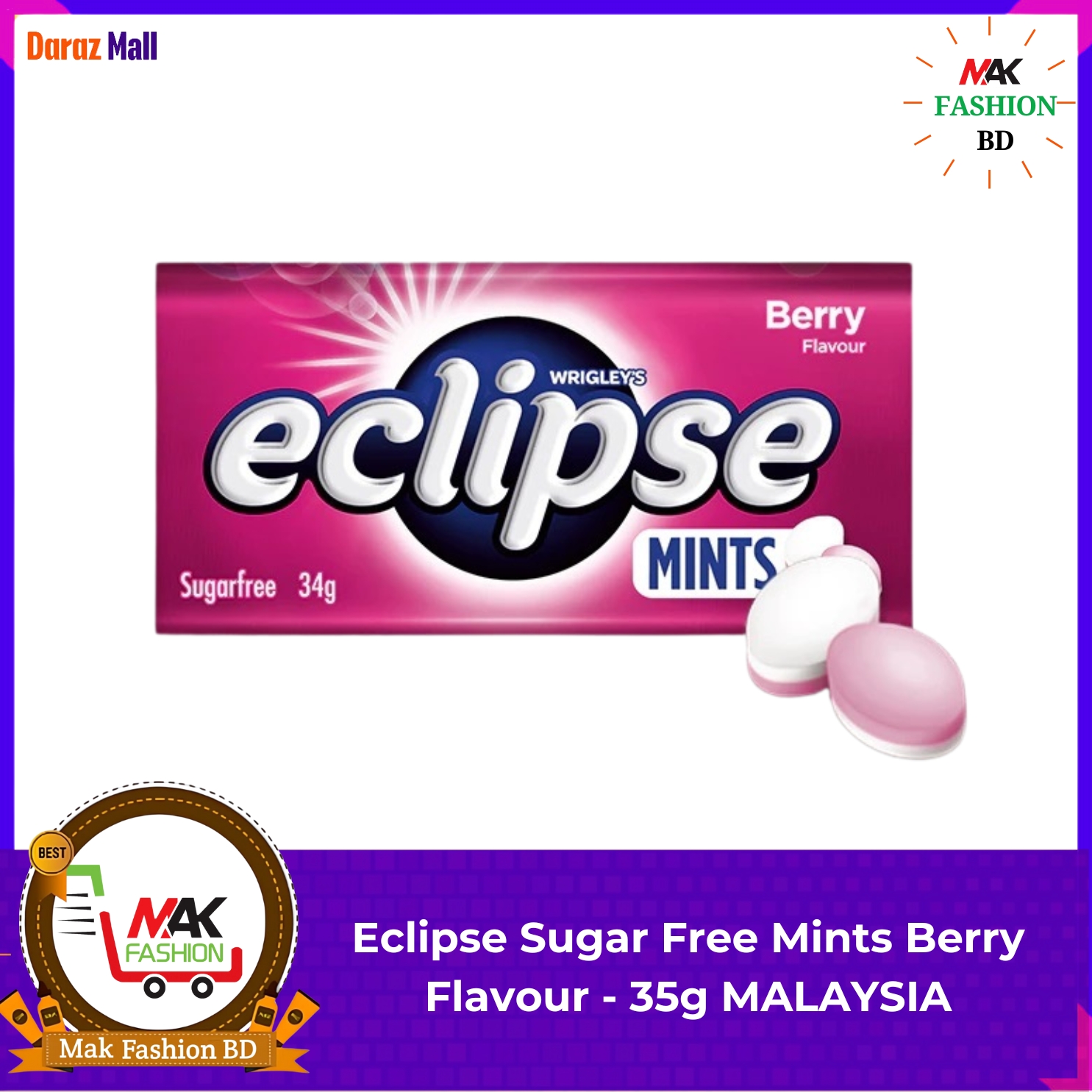 Eclipse Sugar Free Mints Berry Flavour 35g MALAYSIA 226034340