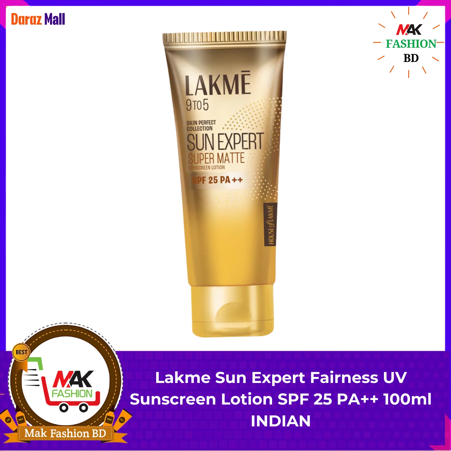 Lakme Sun Expert Fairness UV Sunscreen Lotion - SPF 25 PA++ 100ml INDIAN  -240335554