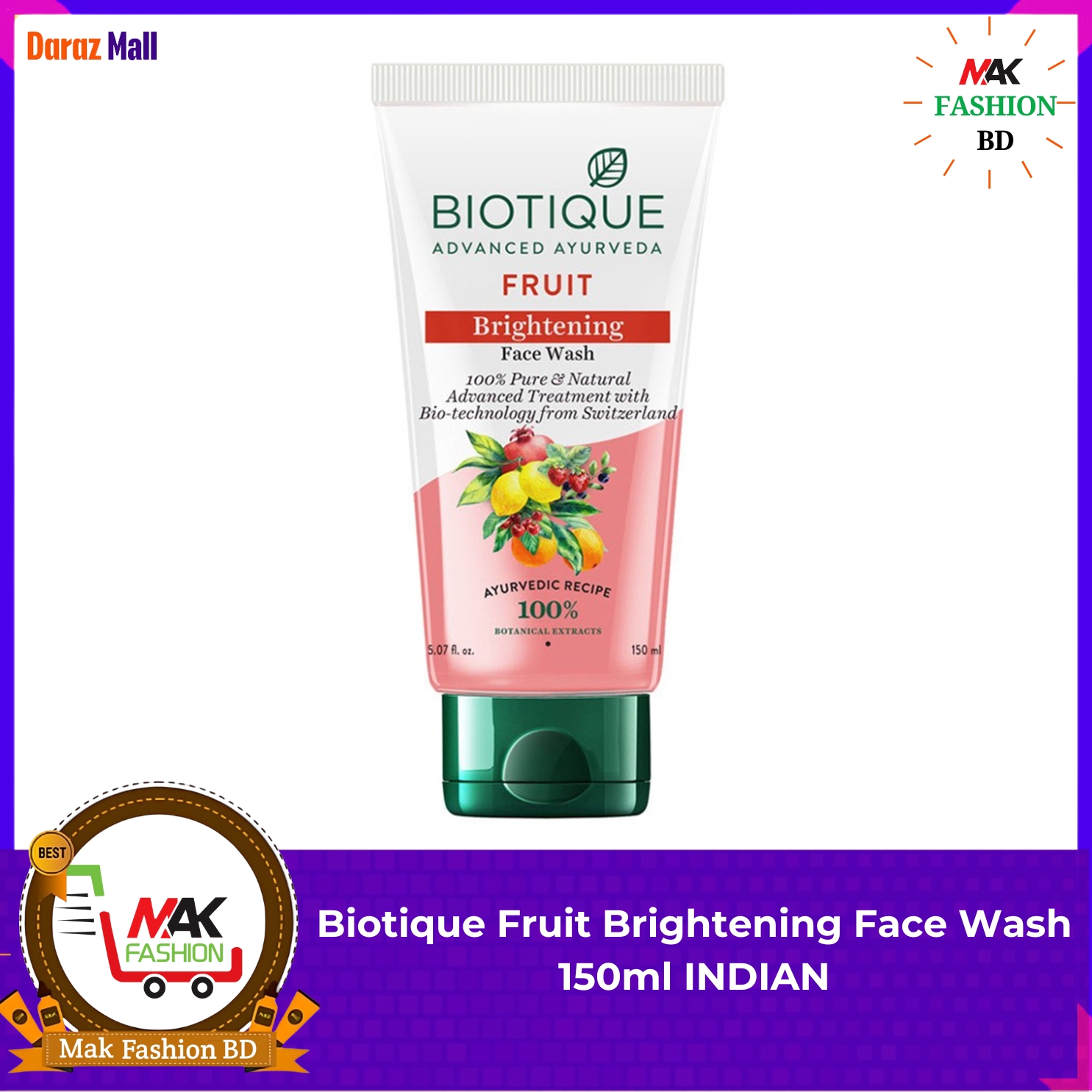 Biotique Fruit Brightening Face Wash, 150ml Indian -258915249