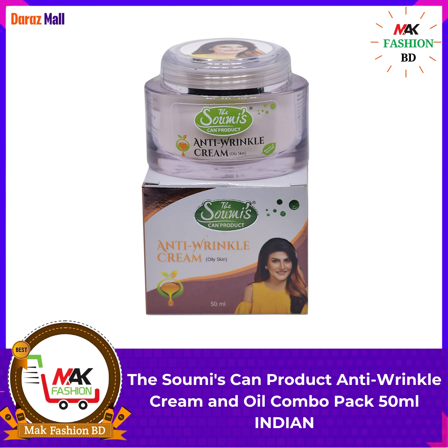 The Soumi's Can Product Anti-Wrinkle Cream and Oil Combo Pack 50ml INDIAN 261266989