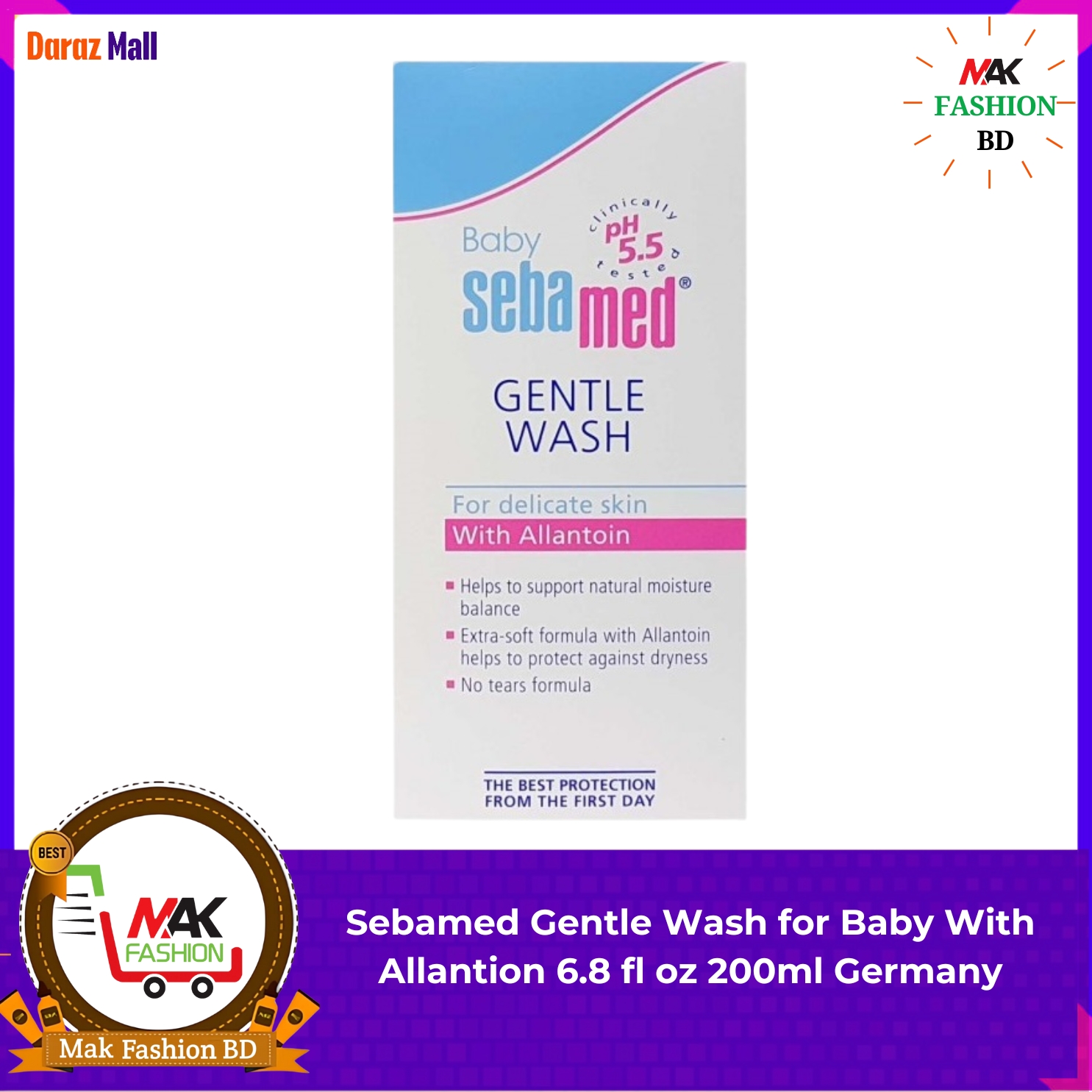 Sebamed Gentle Wash for Baby Delicate Skin With Allantion 200ml Germany 527001201