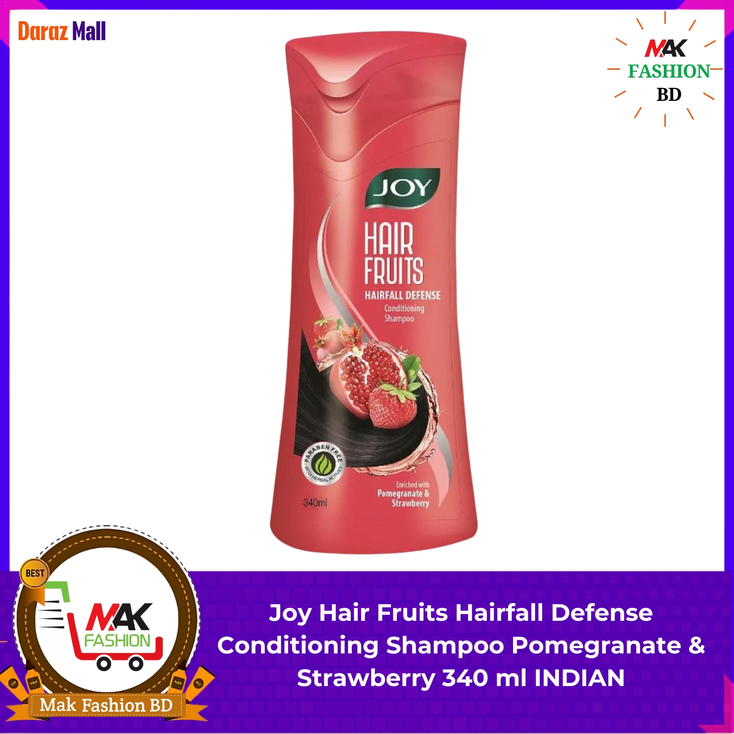 Joy hair fruits hairfall defense conditioning shampoo 340ml  INDIAN  293945554