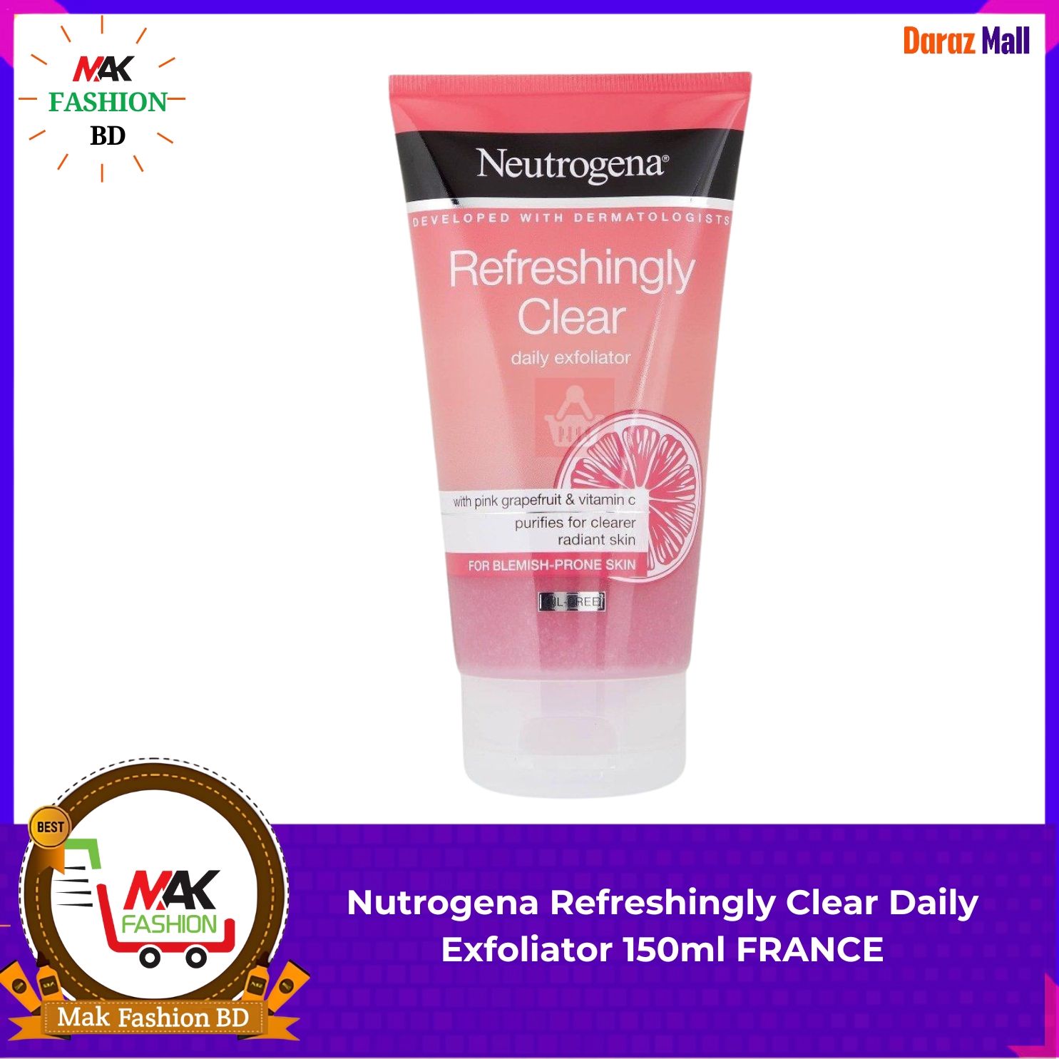 Neutrogena Refreshingly Clear Daily Exfoliator 150ML FRANCE 308610362
