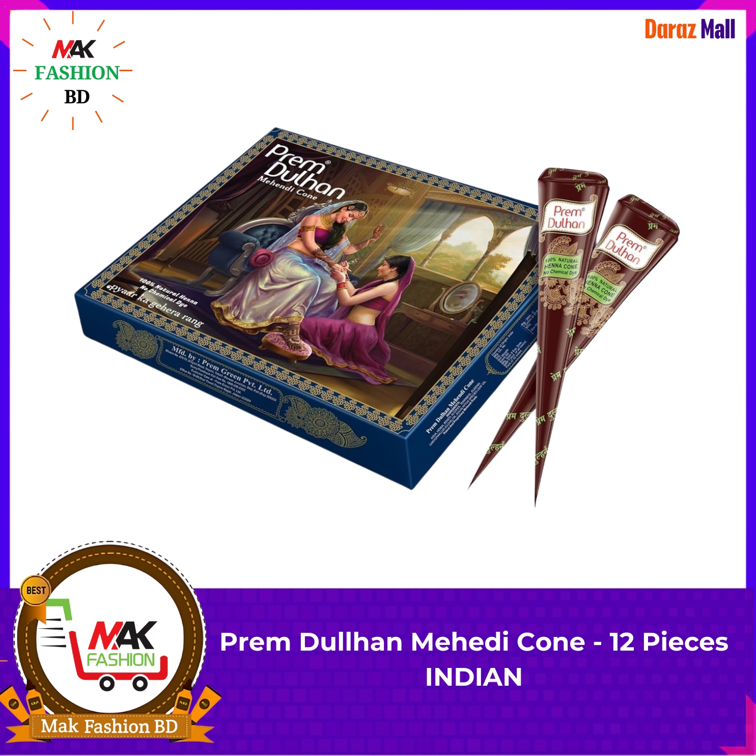Prem Dullhan Mehedi Cone 12Pieces INDIAN  311851002