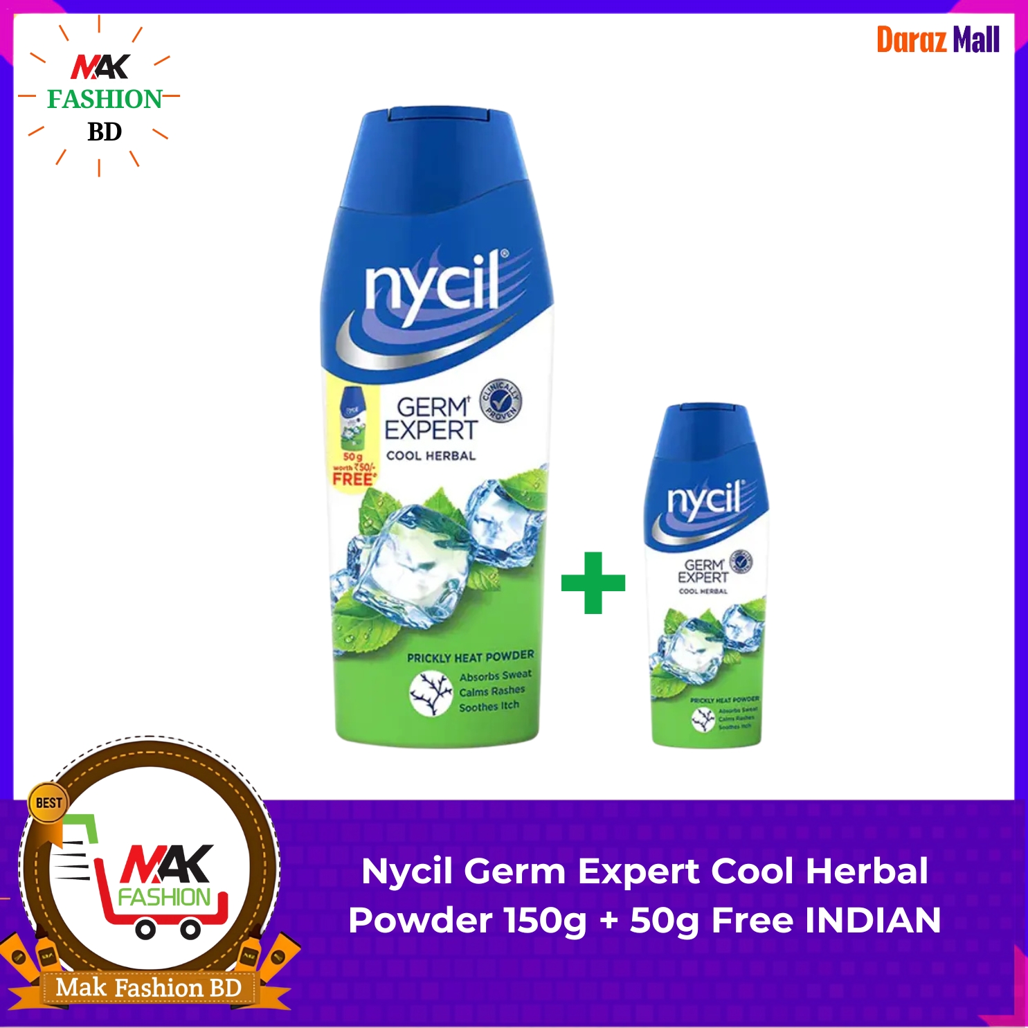 Nycil Germ Expert Cool Herbal Powder 150g+50g Free INDIAN 314551116