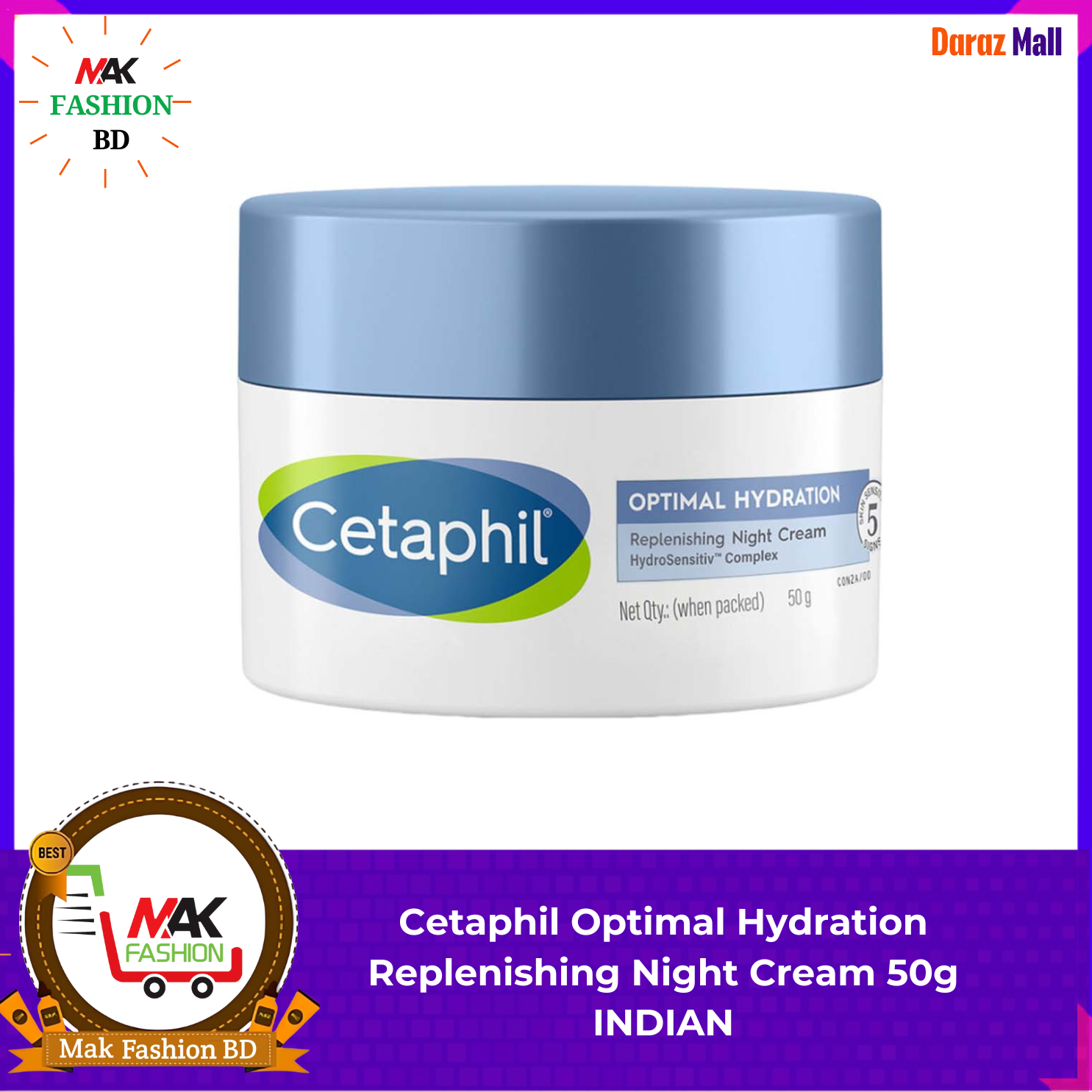 Cetaphil Optimal Hydration Replenishing Night Cream 50g INDIAN 318646443