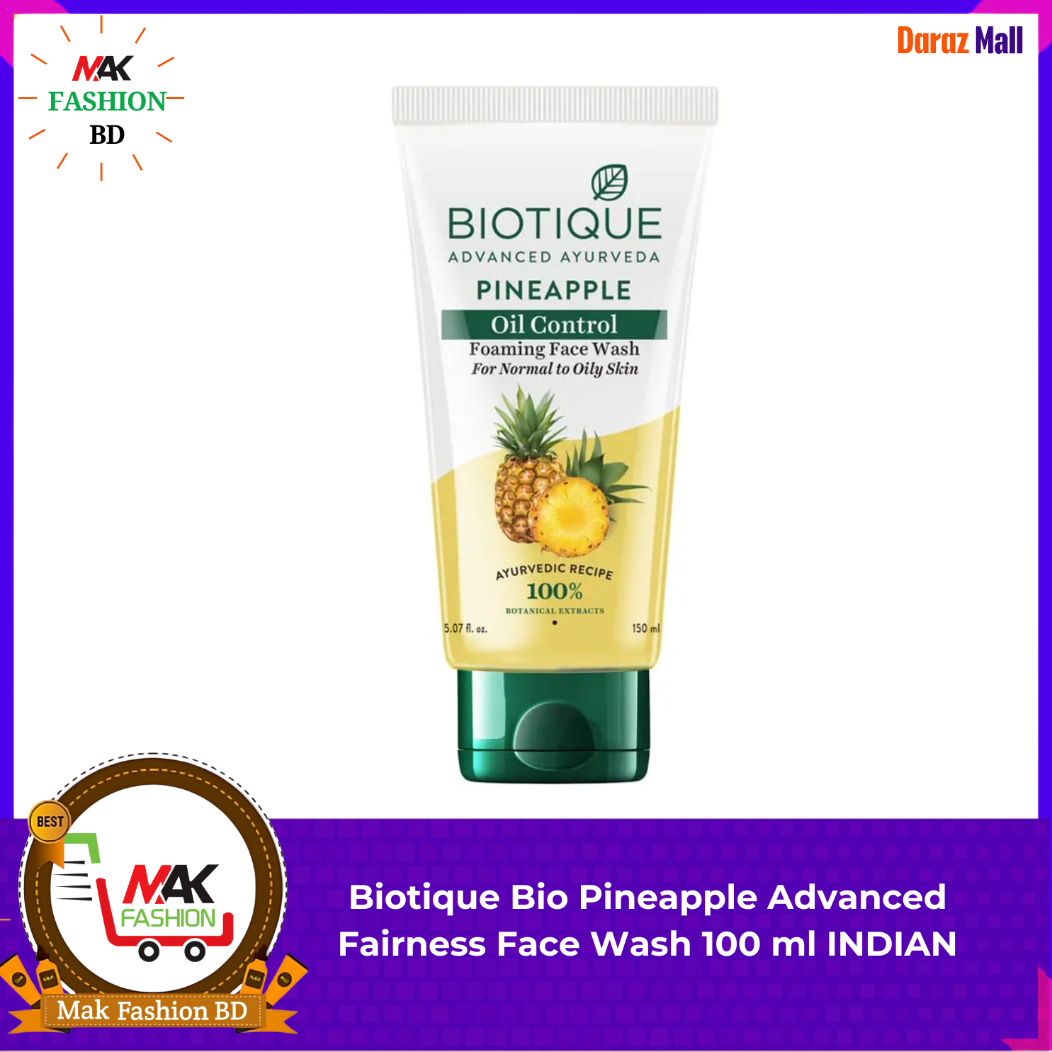 Biotique Bio Pineapple Advanced Fairness Face Wash 100ml INDIAN 320149059