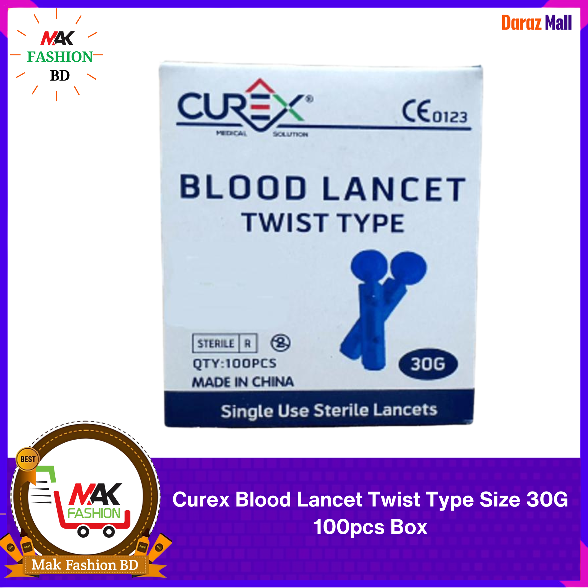 Curex Blood Lancet Twist Type Size 30g 100pcs Box INDIAN 325479096