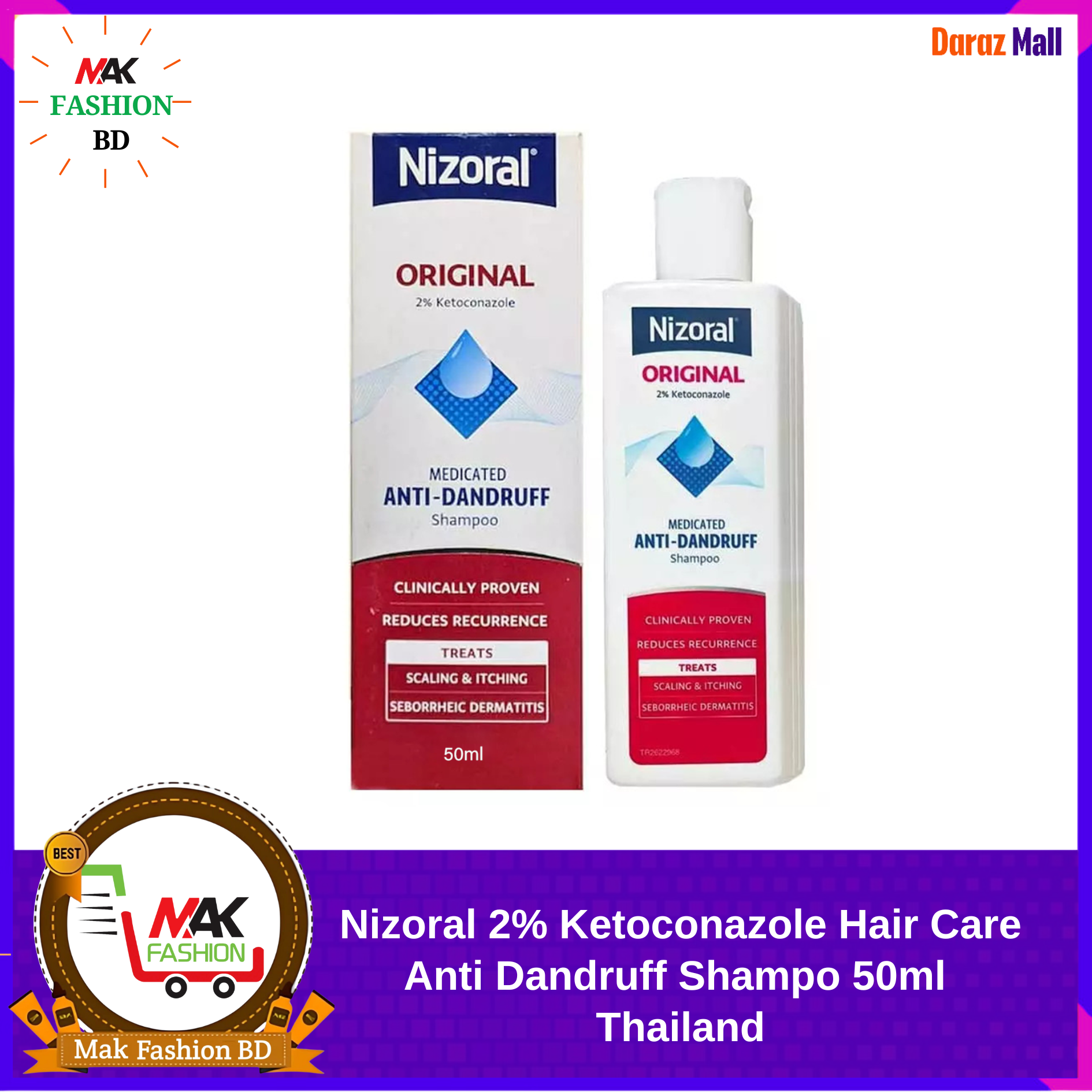 Nizoral 2% Ketoconazole Hair Care Anti Dandruff Shampoo 50ml THAILAND 327158864