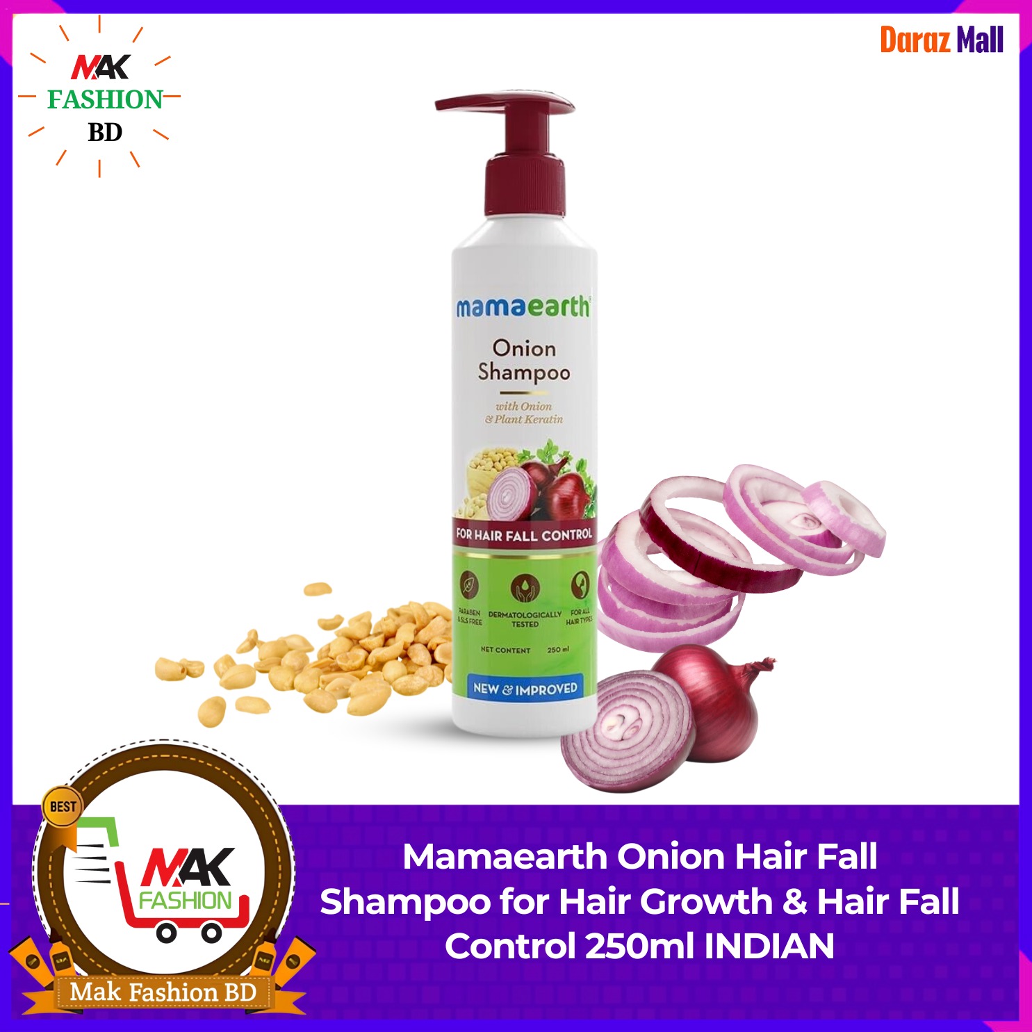 Mamaearth Onion Hair Fall Shampoo for Hair Growth & Hair Fall Control 250ml INDIAN 362642634
