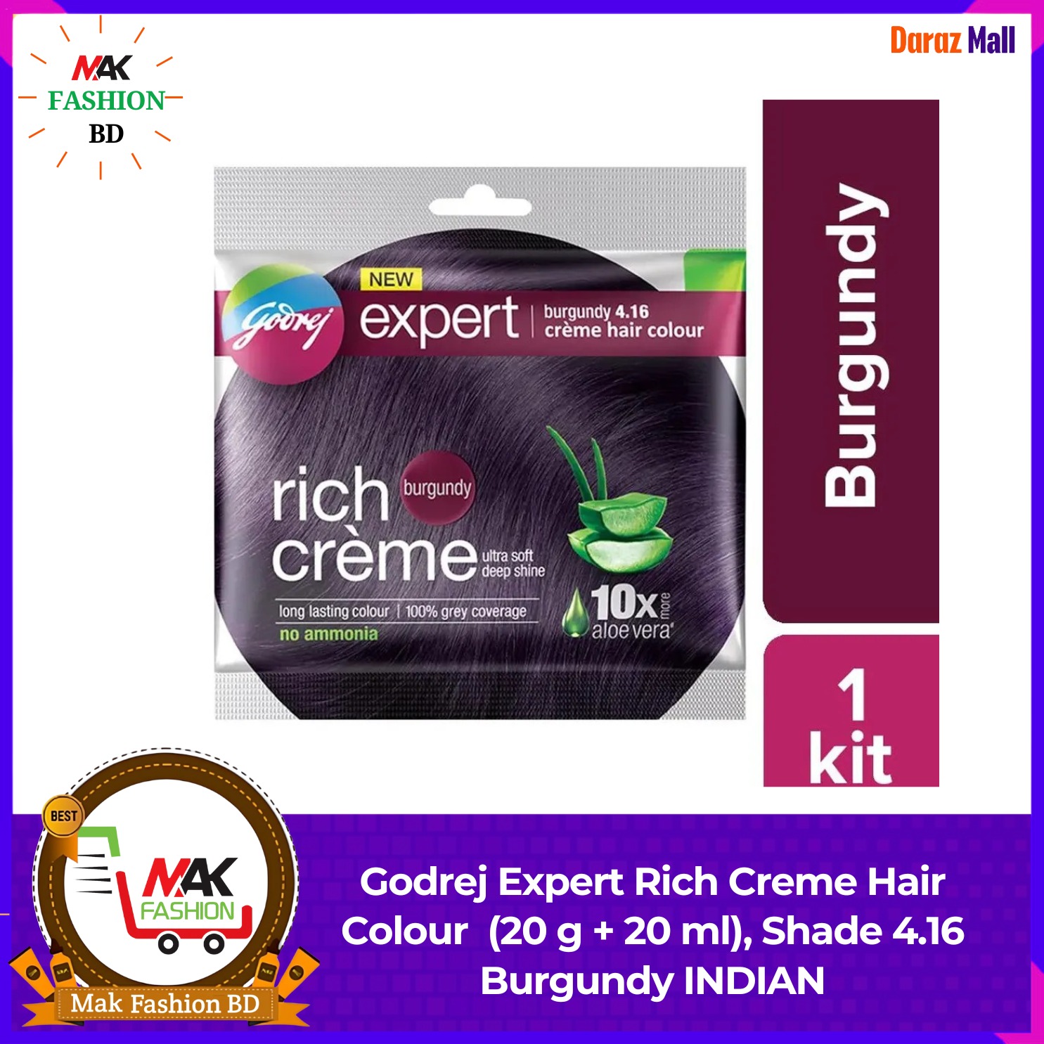 Godrej Expert Rich Creme Hair Colour Shade 4.16 Burgundy 40g INDIAN 331980184