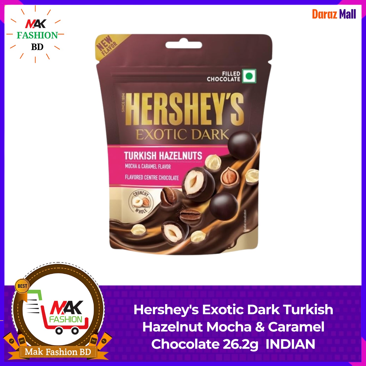 Hershey's Exotic Dark Turkish Hazelnut Mocha & Caramel Chocolate 26.2g INDIAN  351537089