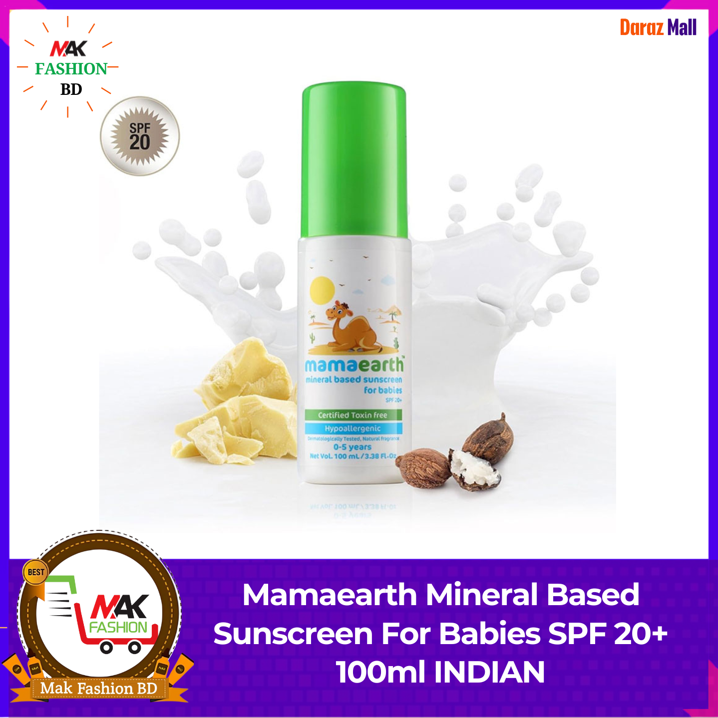 Mamaearth Mineral Based Sunscreen For Babies SPF 20+ 100ml INDIAN  362848444