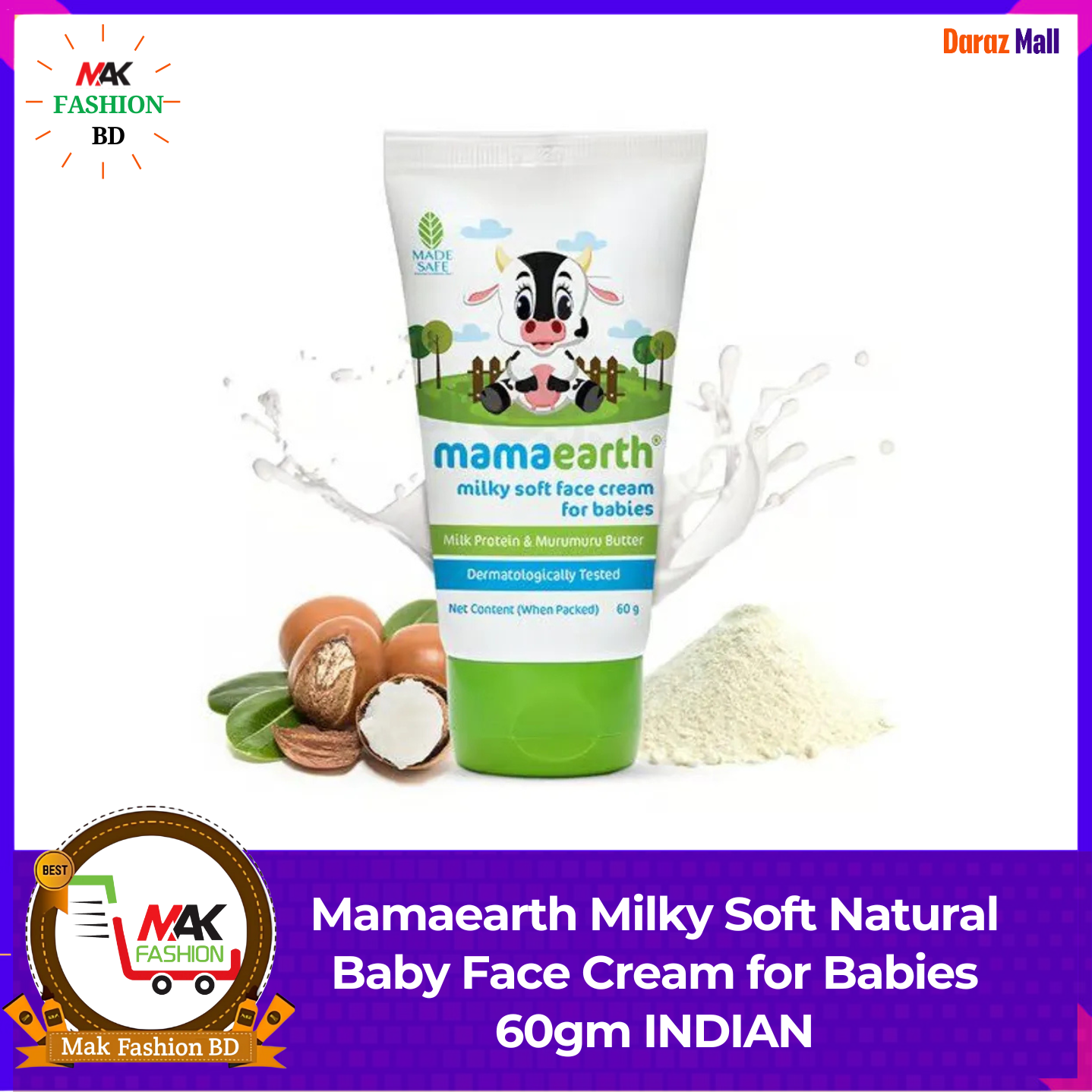Mamaearth Milky Soft Natural Baby Face Cream for Babies 60gm INDIAN 362667817