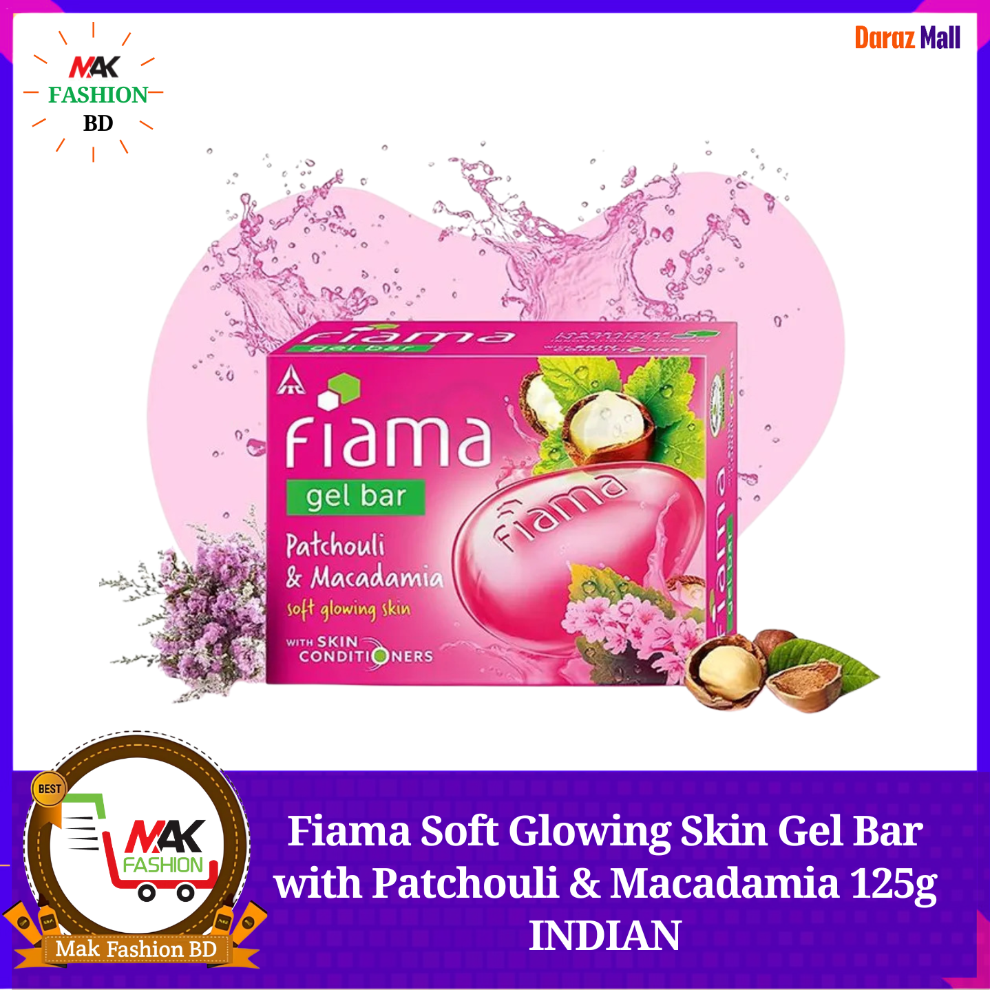 Fiama Soft Glowing Skin Gel Bar with Patchouli & Macadamia 125g INDIAN 506263024