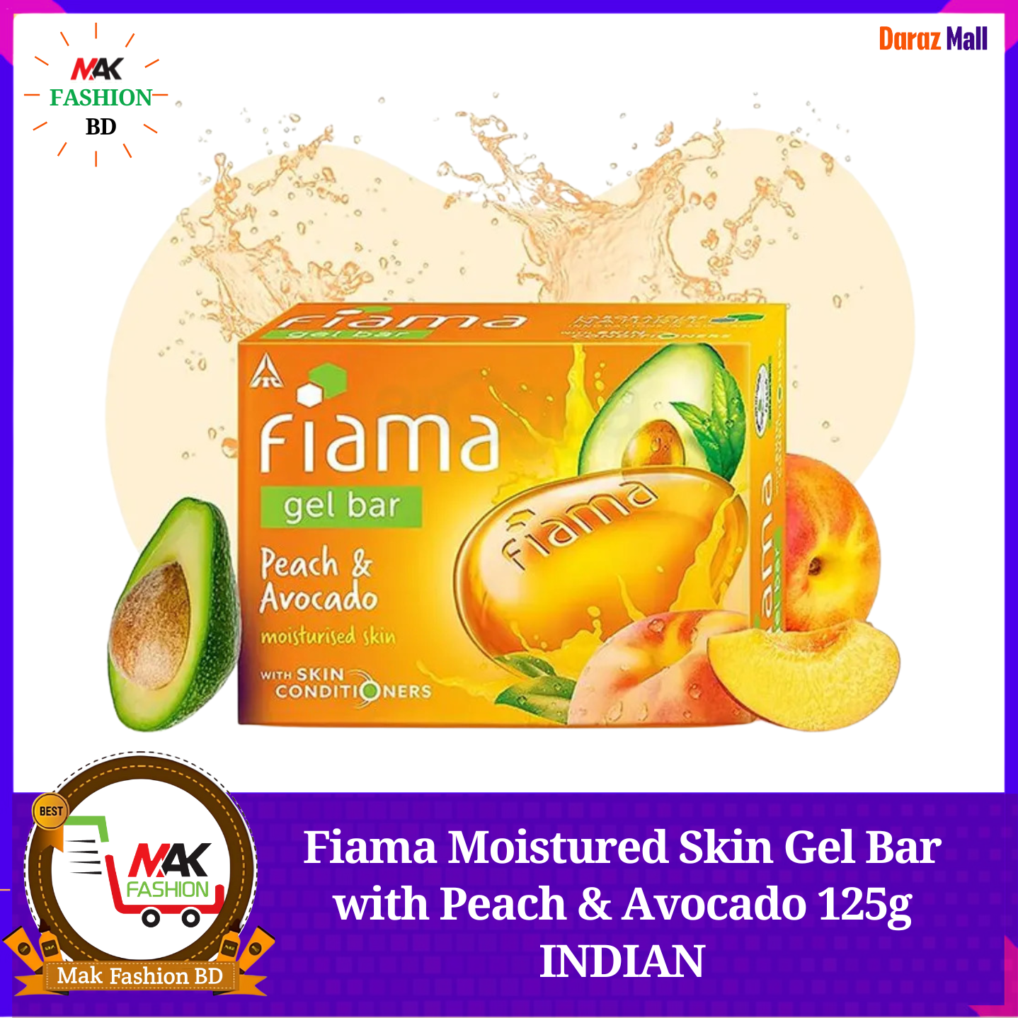 Fiama Moistured Skin Gel Bar with Peach & Avocado 125g INDIAN 506229413