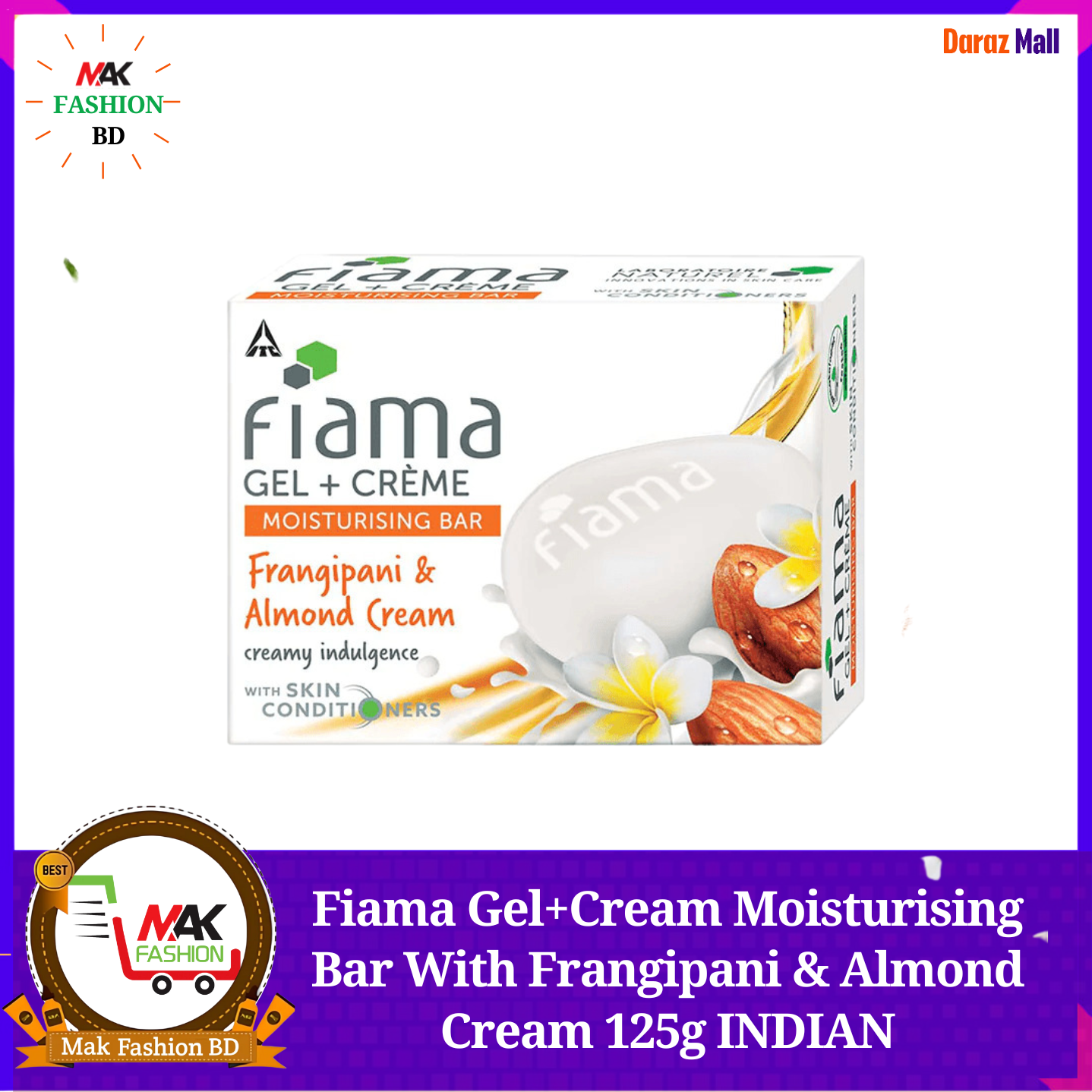 Fiama Gel+Cream Moisturising Bar With Frangipani & Almond Cream 125g INDIAN 506210938