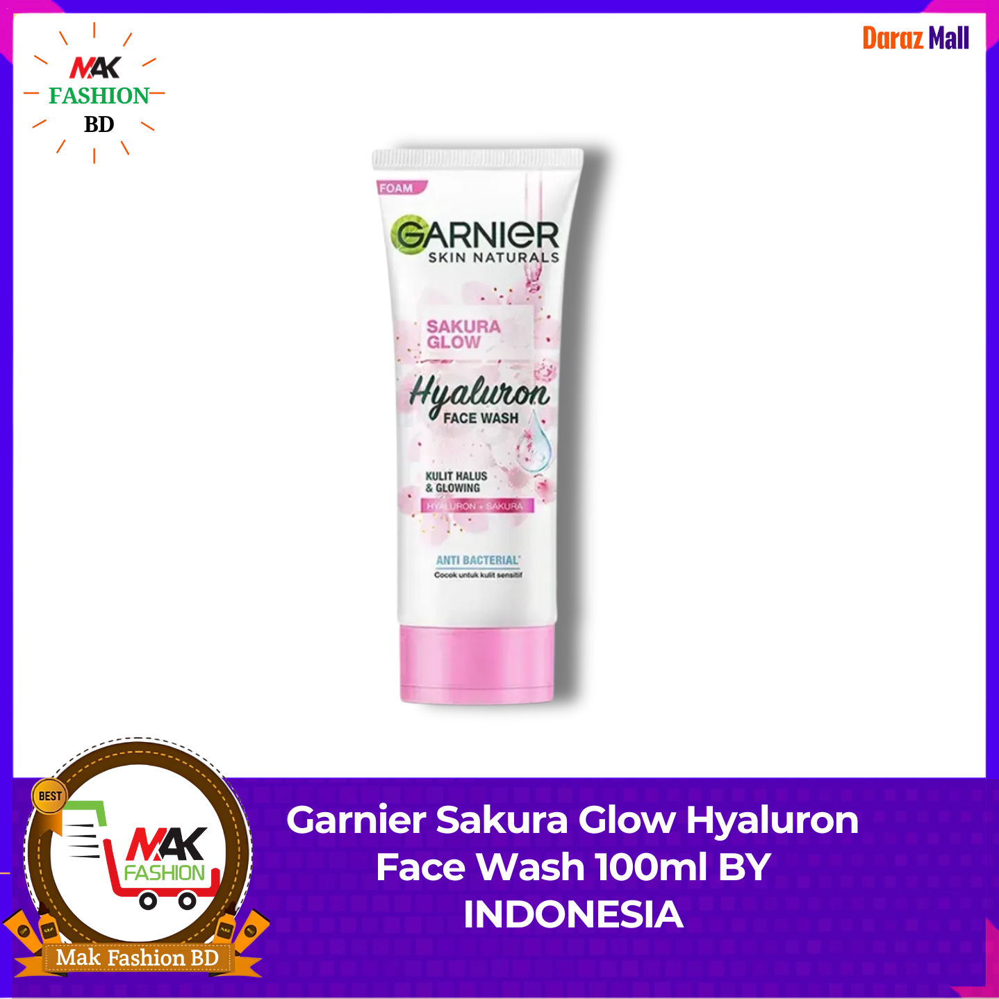 Garnier Sakura Glow Hyaluron Face Wash 100ml BY INDONESIA  428733398