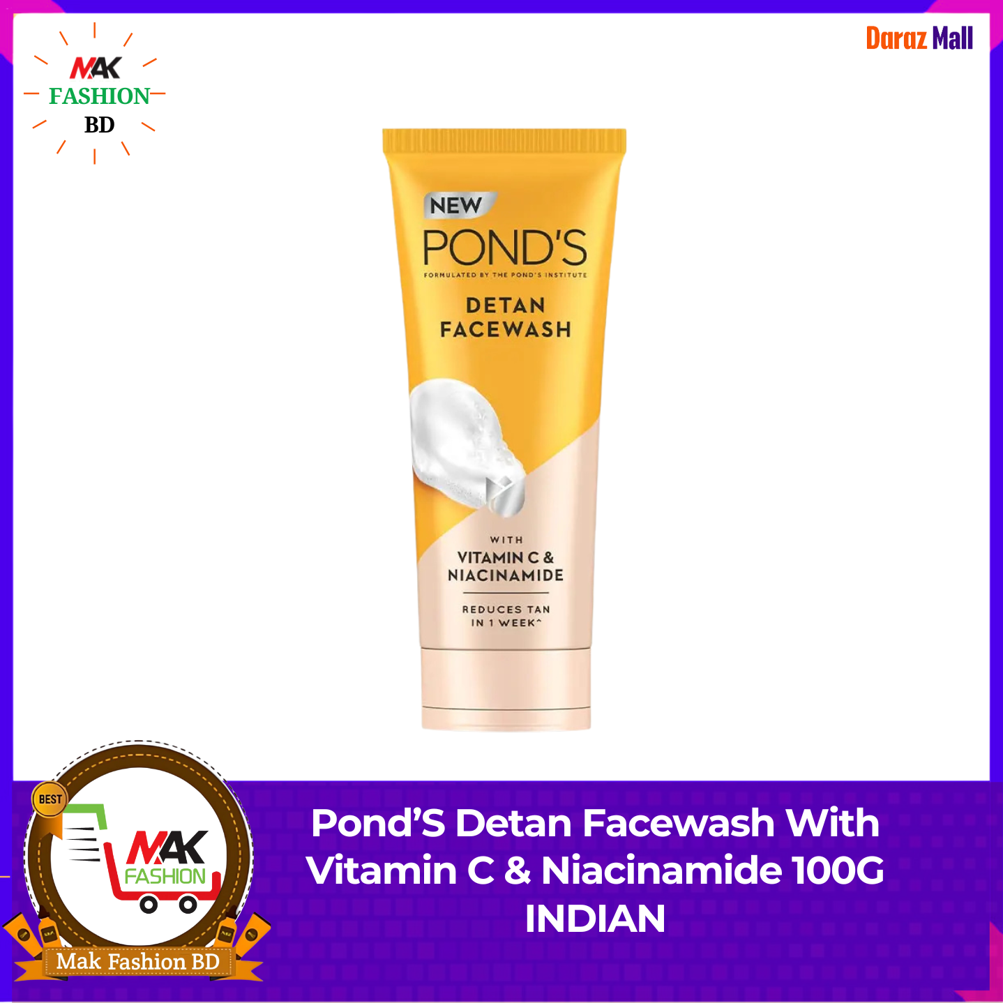 Pond’S Detan Facewash With Vitamin C & Niacinamide 100g INDIAN 430509865