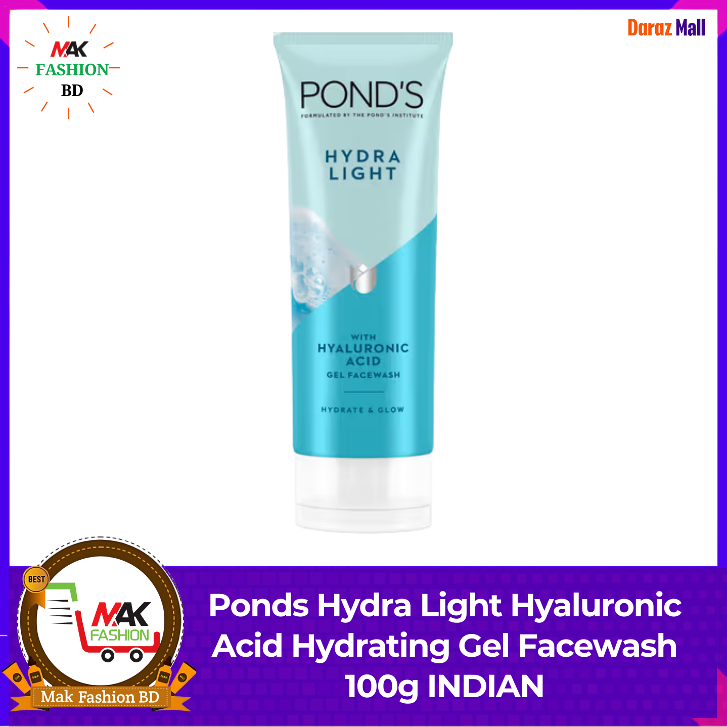 Ponds Hydra Light Hyaluronic Acid Hydrating Gel Facewash 100g INDIAN  408515945