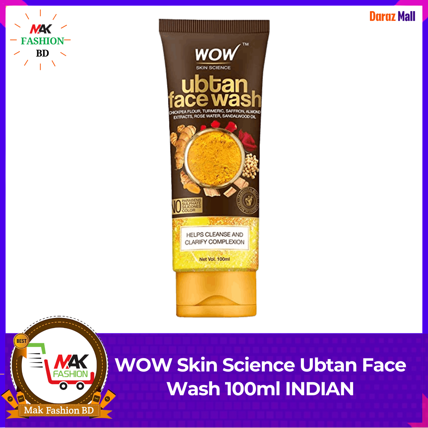 WOW Skin Science Ubtan Face Wash 100ml INDIAN 397225034