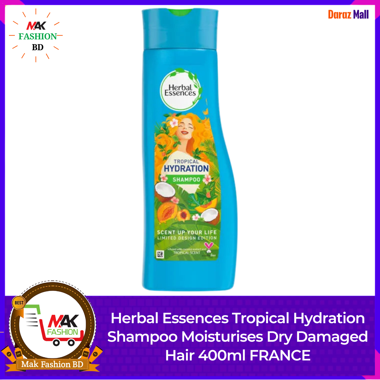 Herbal Essences Tropical Hydration Shampoo Moisturises Dry Damaged Hair 400ml FRANCE 260597960