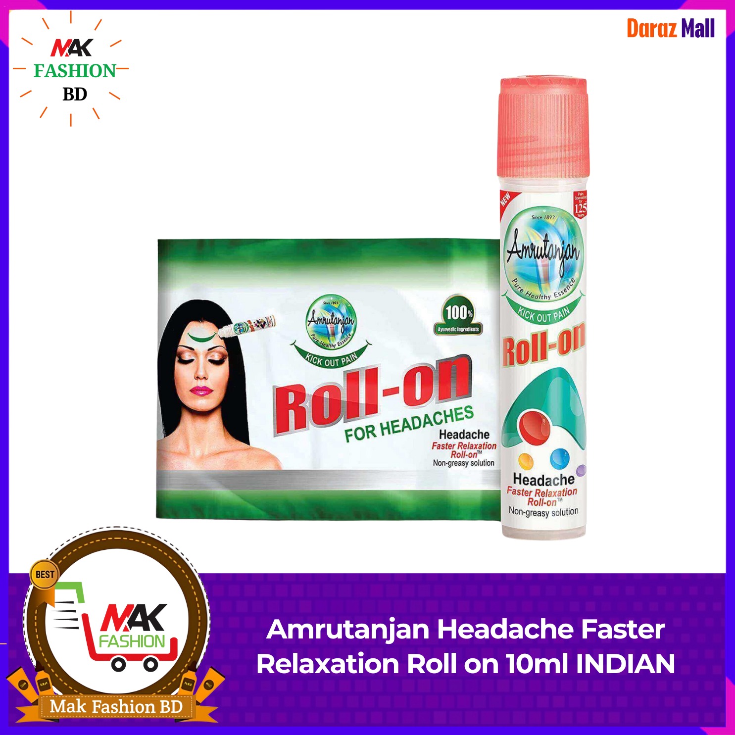 Amrutanjan Headache Faster Relaxation Roll on 10ml INDIAN 175864758