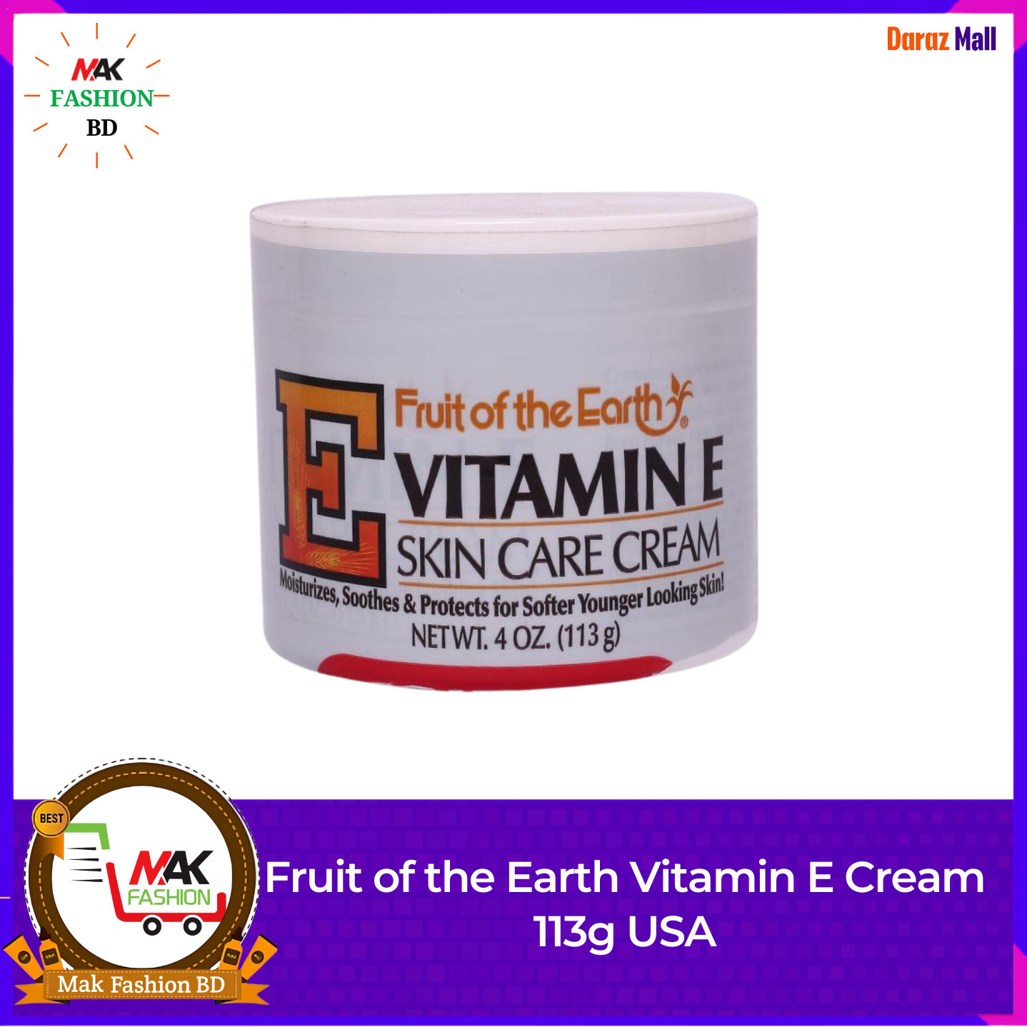 Fruit of the Earth Vitamin E Cream 113g USA 526302145
