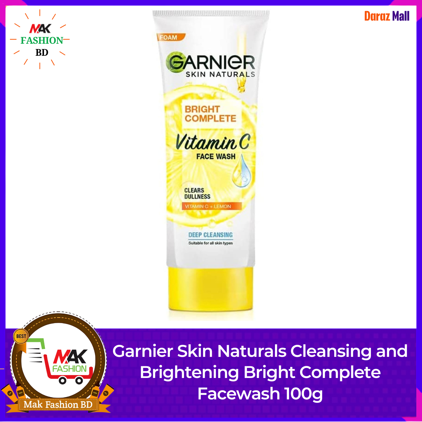 Garnier Skin Naturals Cleansing and Brightening Bright Complete Facewash 100g 526433666