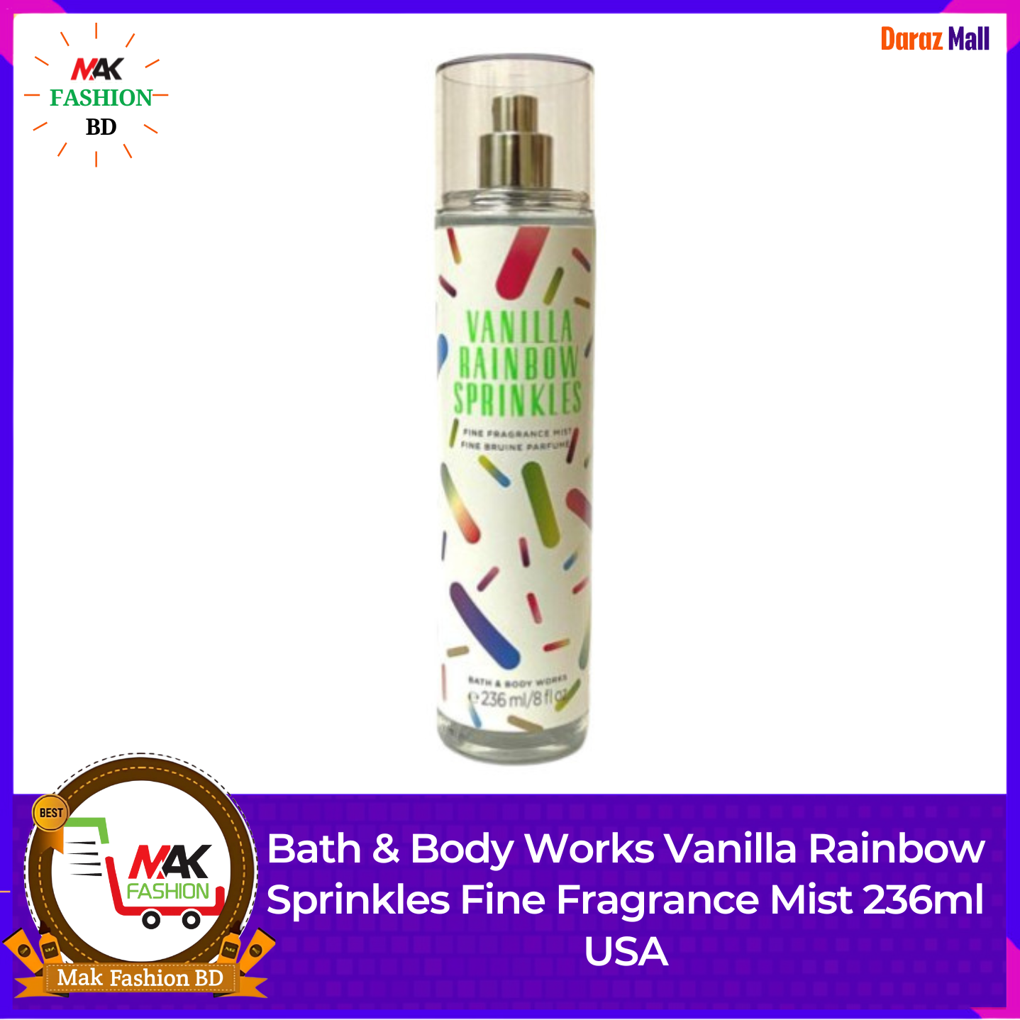 Bath & Body Works Vanilla Rainbow Sprinkles Fine Fragrance Mist 236ml USA 528113766
