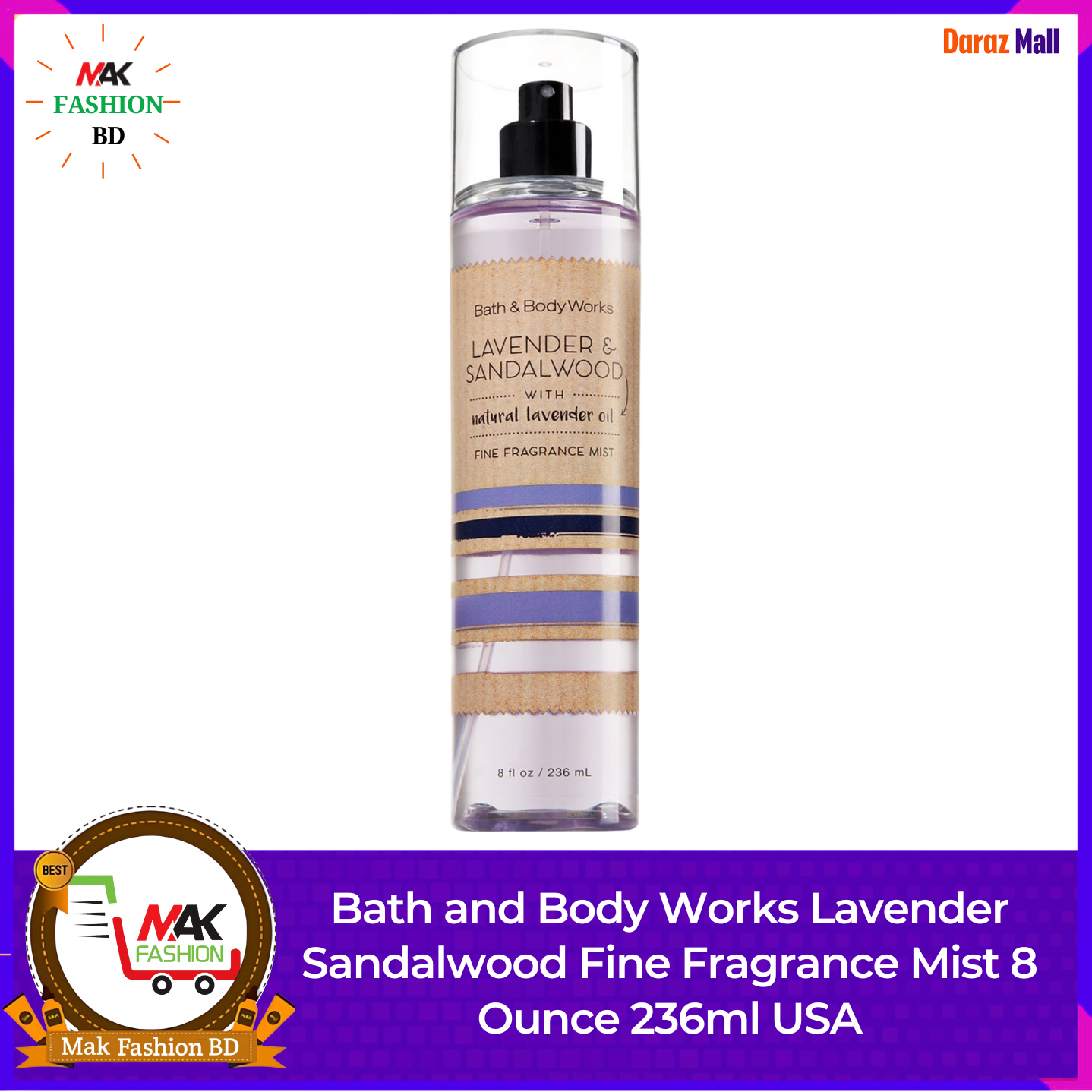 Bath & Body Works Lavender Sandalwood Fine Fragrance Mist 8 Ounce 236ml USA 528346751