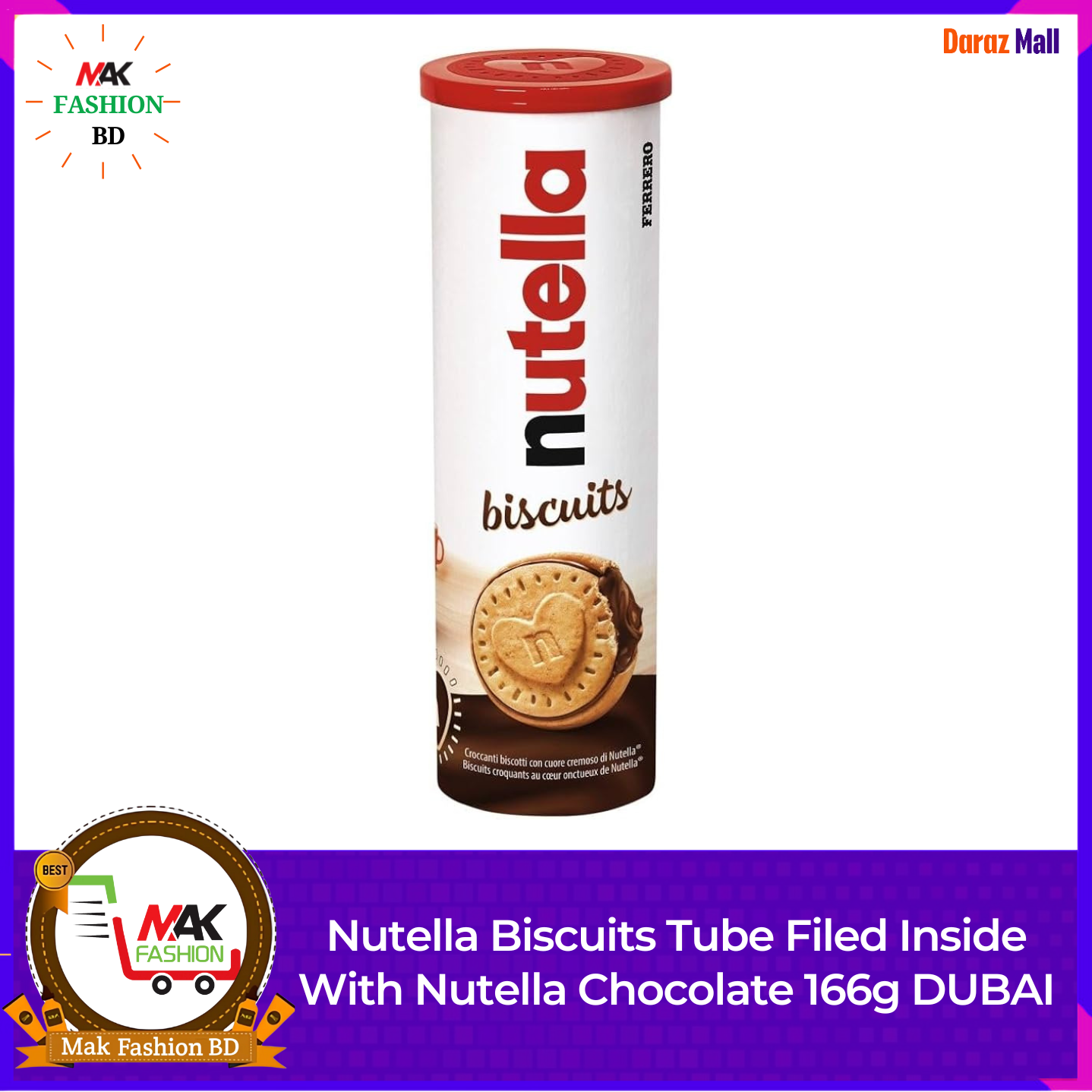 Nutella Biscuits Tube Filed Inside With Nutella Chocolate 166g DUBAI 529822279