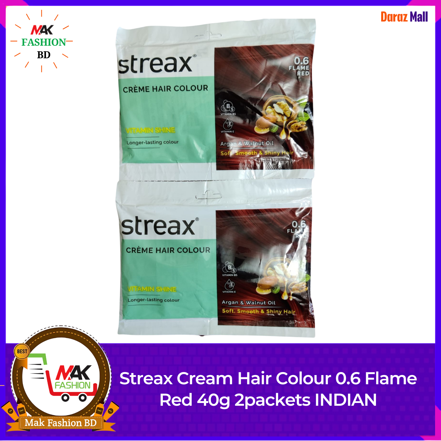 Streax Cream Hair Colour 0.6 Flame Red 40g INDIAN 317276606