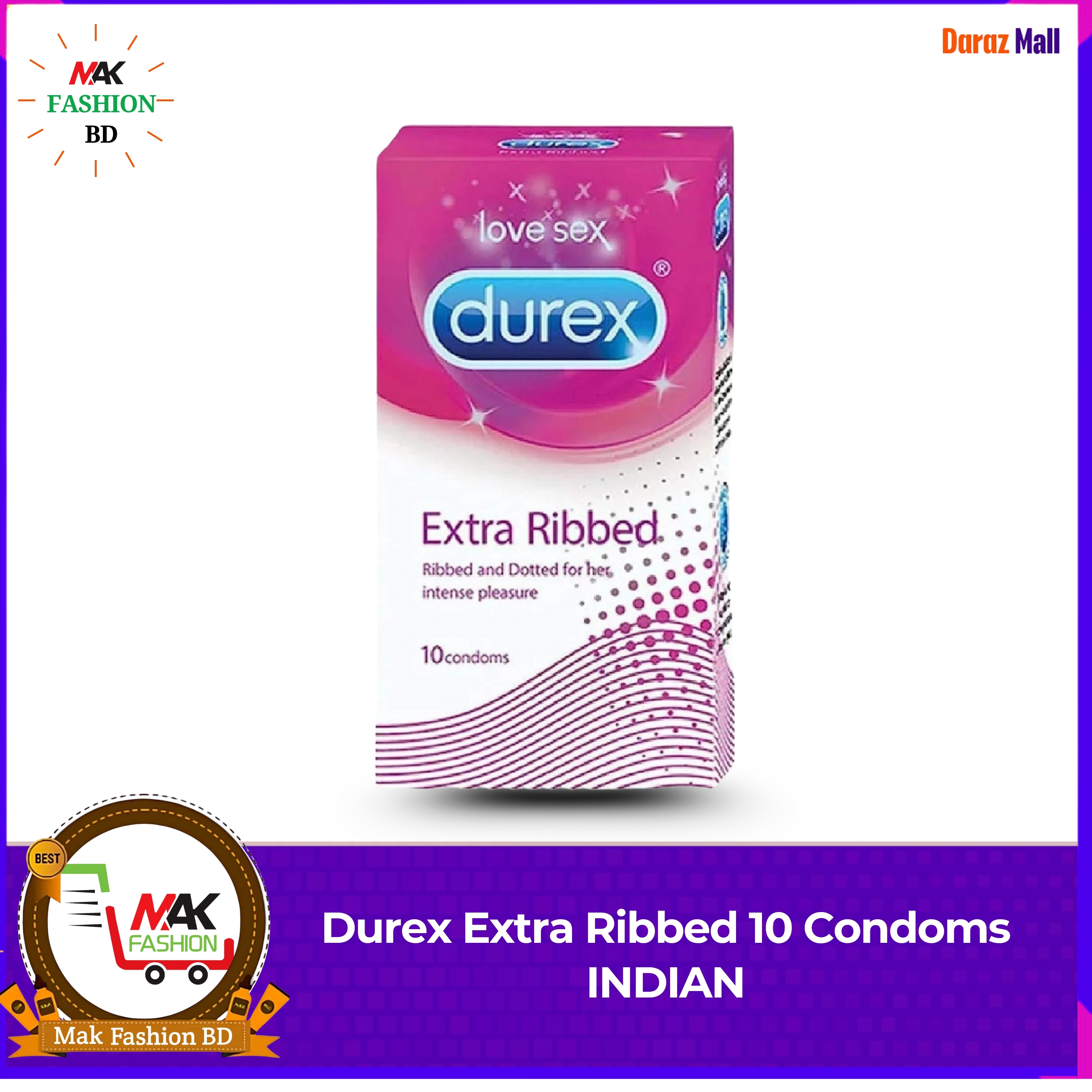 Durex Extra Ribbed 10 Condoms INDIAN  182012307