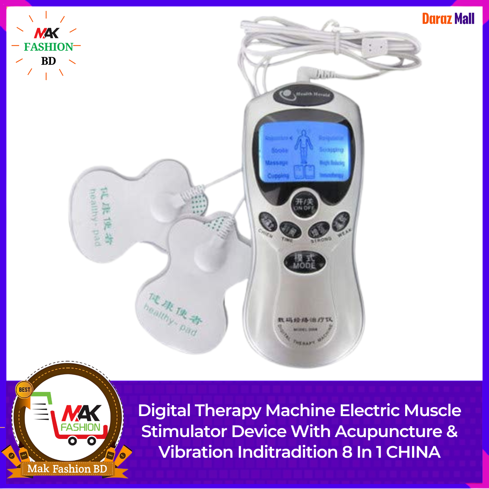 Digital Therapy Machine Electric Muscle Stimulator Device With Acupuncture & Vibration Inditradition 8 In 1 CHINA 531535352