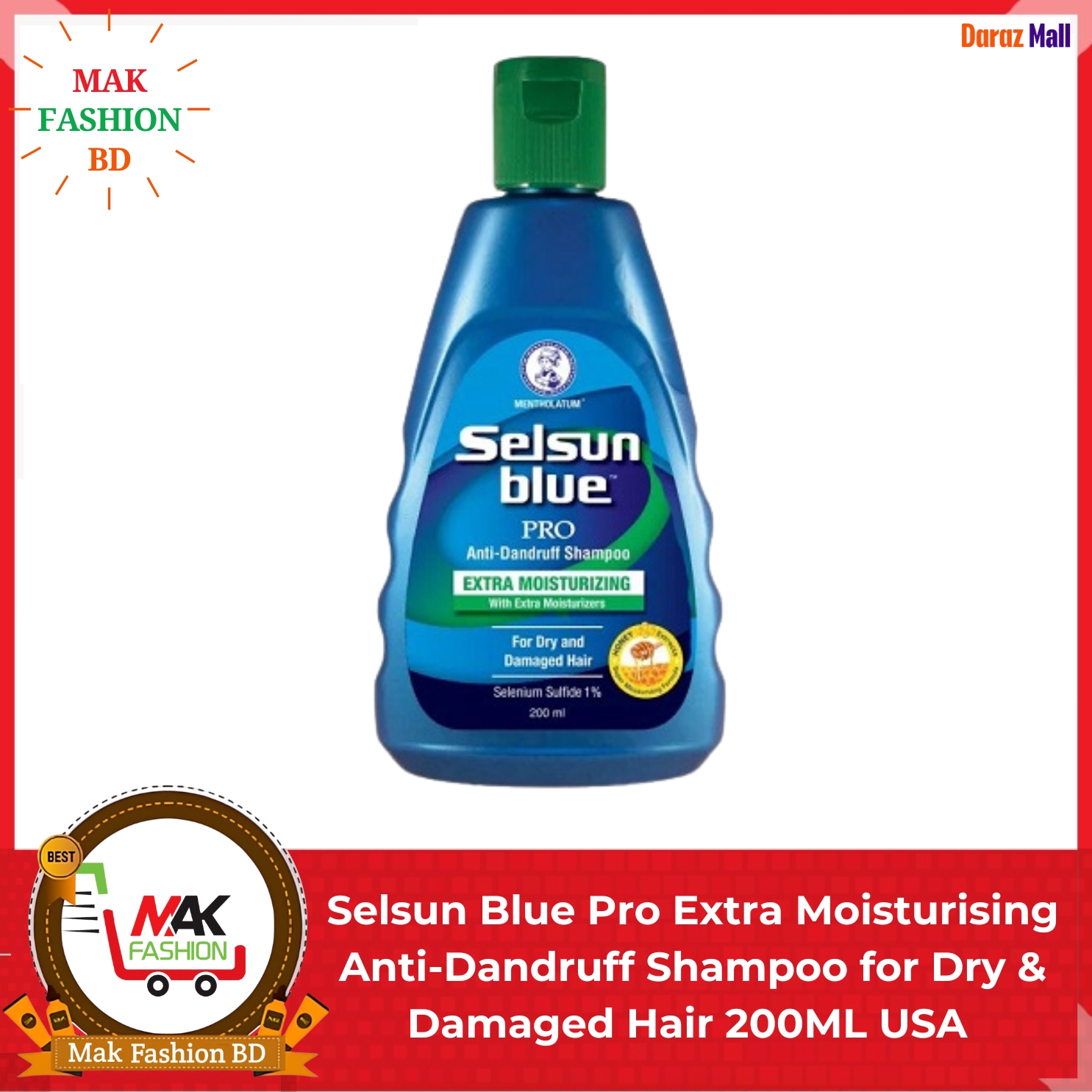 Selsun Blue Pro Extra Moisturising Anti-Dandruff Shampoo for Dry & Damaged Hair 200ml  USA -184079936