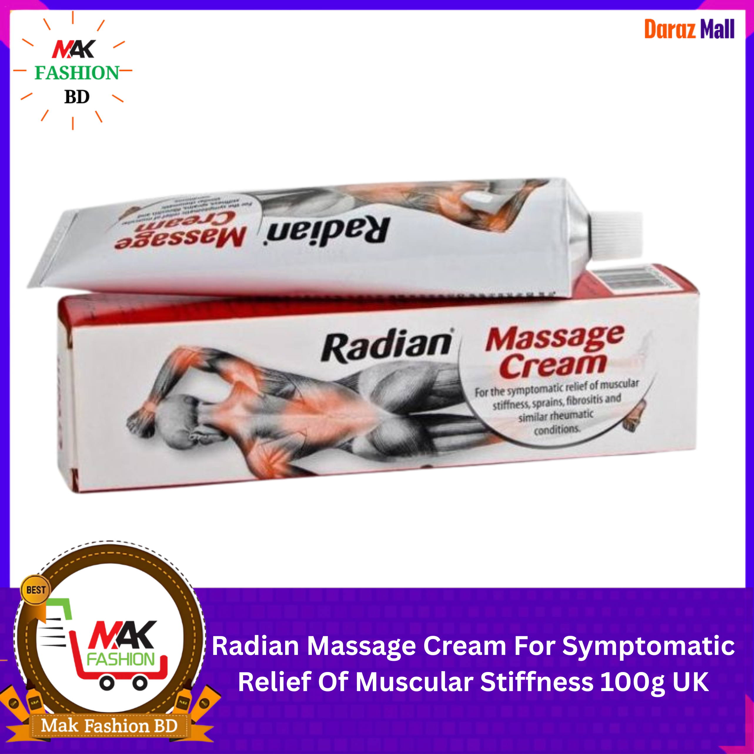 Radian Massage Cream For Symptomatic Relief Of Muscular Stiffness 100g UK  537451703