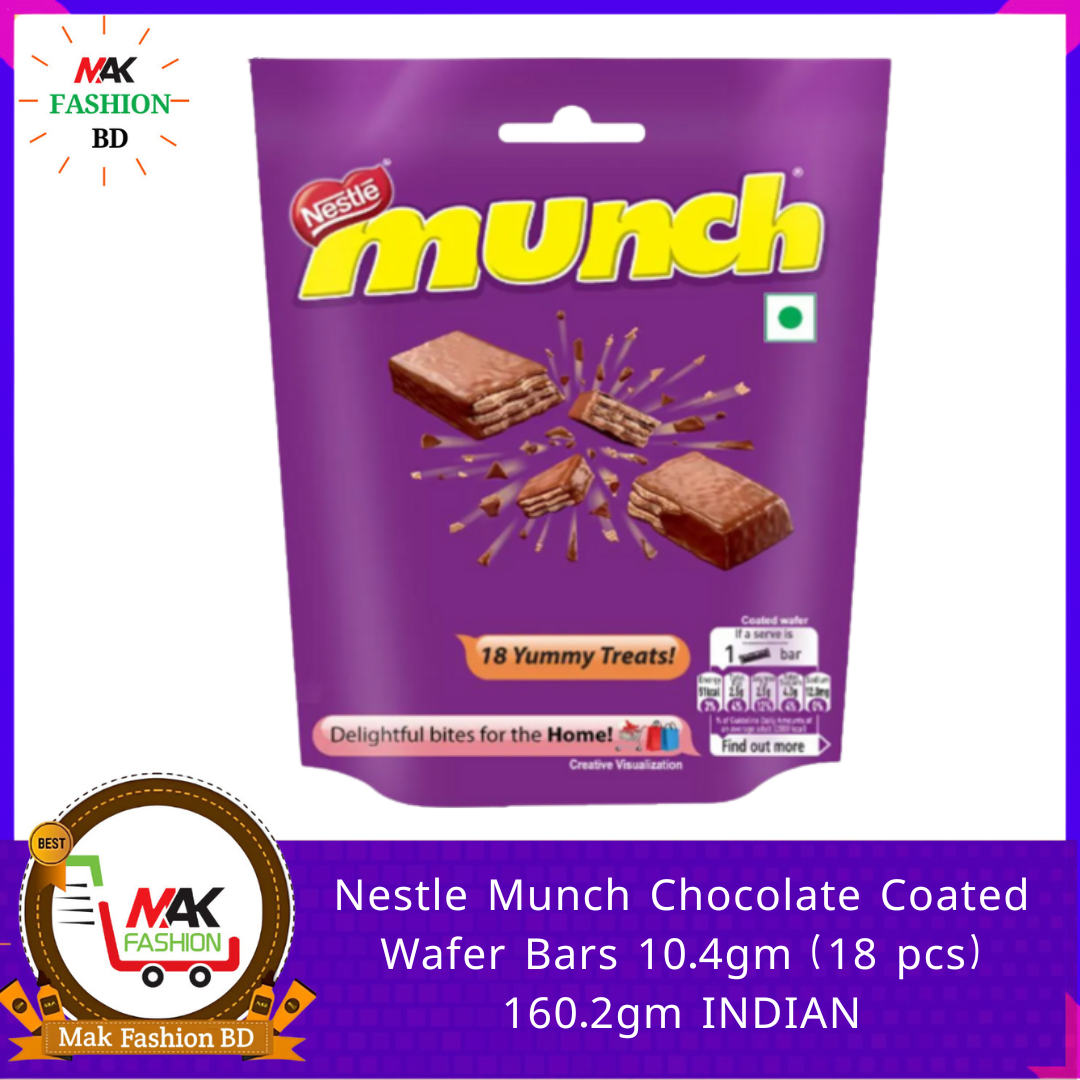 Nestle Munch Chocolate Coated Wafer Bars 10.4gm (18 pcs) 160.2gm INDIAN 129970049
