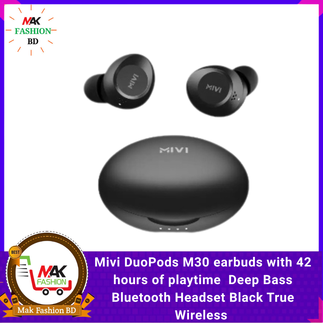 Mivi DuoPods M30 earbuds with 42 hours of playtime  Deep Bass Bluetooth Headset Black True Wireless 425704841