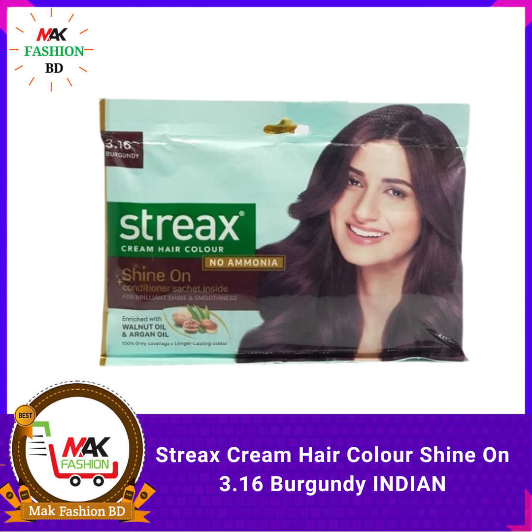 Streax Cream Hair Colour Shine On 3.16 Burgundy INDIAN 309278768