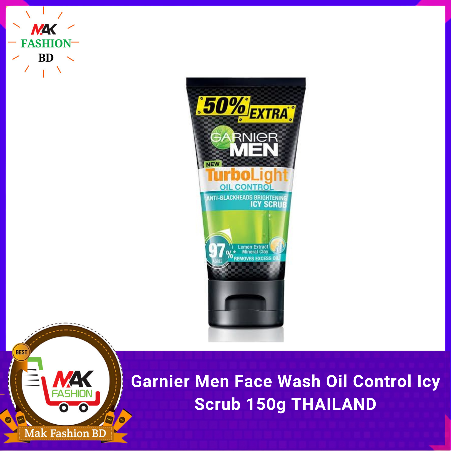 Garnier Men Face Wash Oil Control Icy Scrub 150g THAILAND 352366793